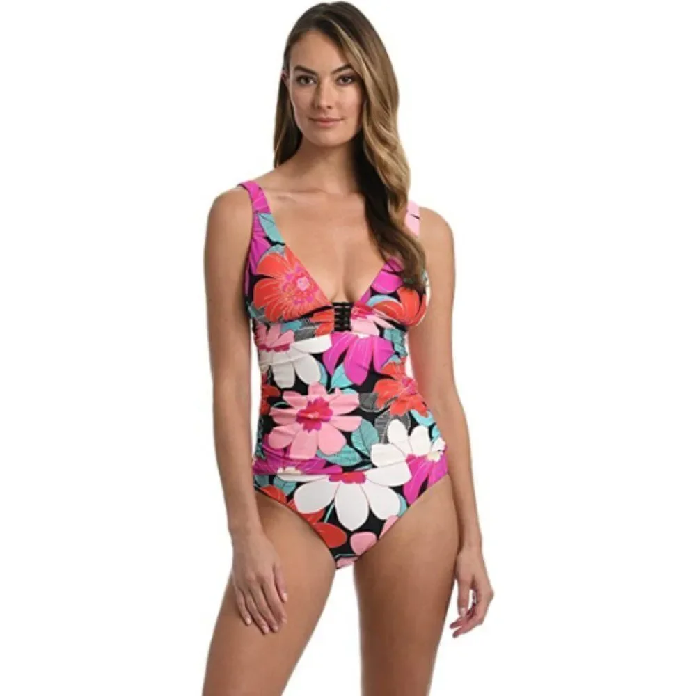 La Blanca Over the Shoulder Front Knot Tankini Swimsuit Top & Bottom 2 p…